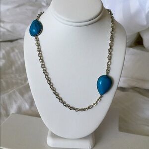 Blue howlite stainless steel necklace